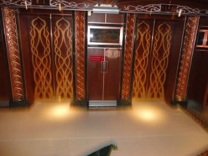 The elevator on deck 5 of the Carnival Spirit.