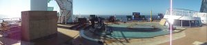 Panoramic picture of the Carnival Spirit water park being built. 