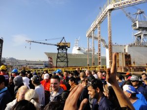 BAE Systems dry dock ship evacuation drill of the Carnival Spirit