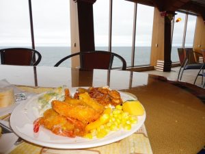 Shrimp being served on the Carnival Spirit