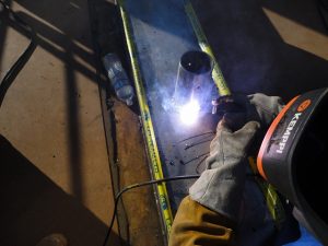 Stick Welding Stainless Steel with a Fillet Weld to Plate. using a E308 Electrode.